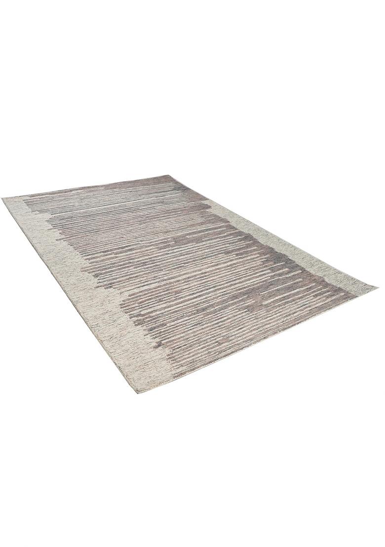 Saffron Rugs Hand Tufted Grey Beige Striped Contemporary Rectangular Wool Area Rug - Indya