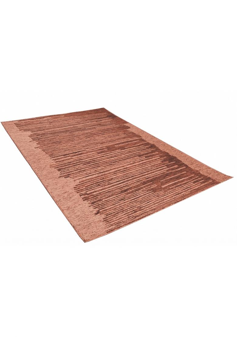 Saffron Rugs Hand Tufted Terracotta Striped Contemporary Rectangular Wool Area Rug - Indya