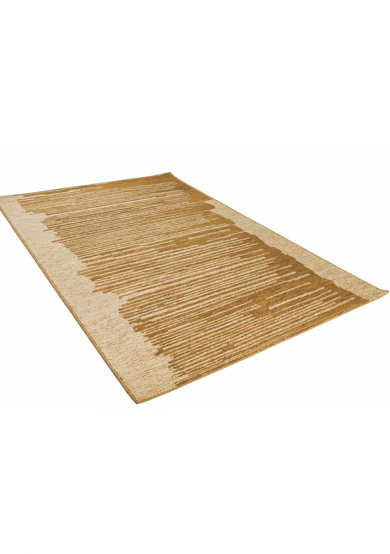 Saffron Rugs Hand Tufted Tan Striped Contemporary Rectangular Wool Area Rug - Indya