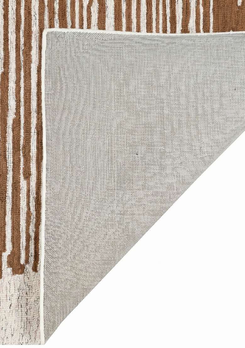 Saffron Rugs Hand-Tufted 100% Wool Area Rug | Brown and Ivory Rectangular Rug | Cotton Backing | Contemporary Striped Home Decor Carpet for Living Room Bedroom - Indya