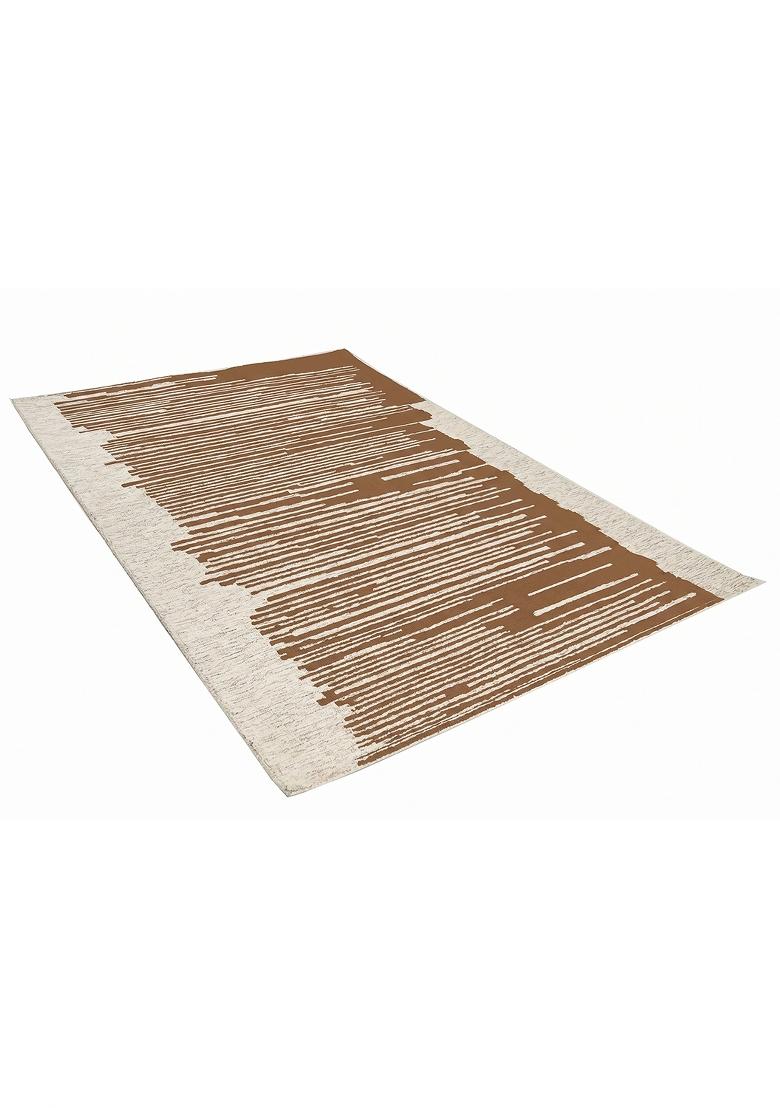 Saffron Rugs Hand Tufted Brown and Ivory Striped Contemporary Rectangular Wool Area Rug - Indya