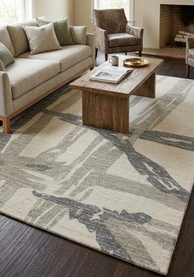 Saffron Rugs Hand Tufted Ivory  Contemporary Rectangular Wool Area Rug