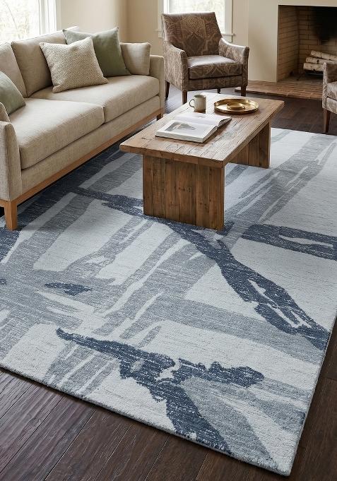 Saffron Rugs Hand Tufted Grey Blue  Contemporary Rectangular Wool Area Rug