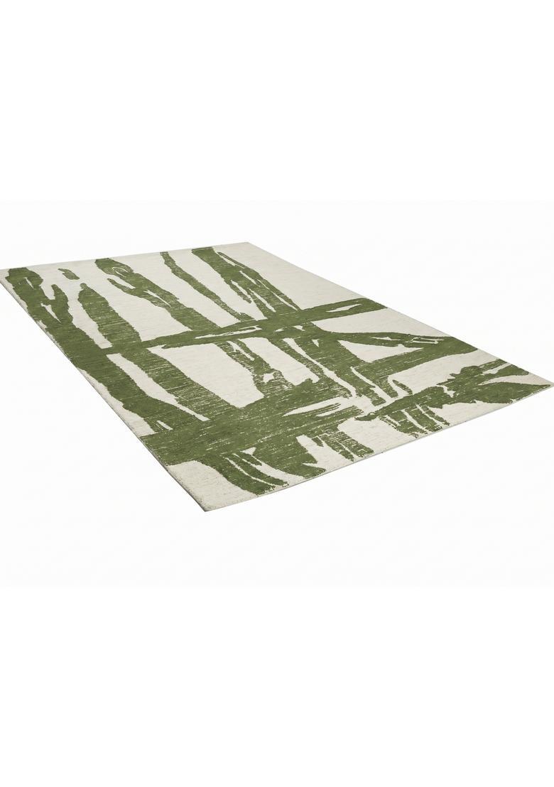 Saffron Rugs Hand Tufted Green  Contemporary Rectangular Wool Area Rug - Indya