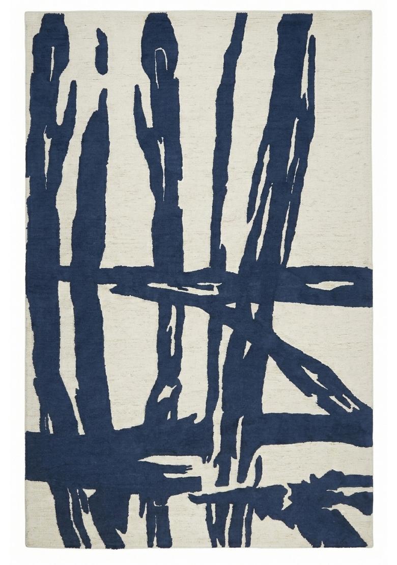 Saffron Rugs Hand Tufted Navy Blue  Contemporary Rectangular Wool Area Rug - Indya