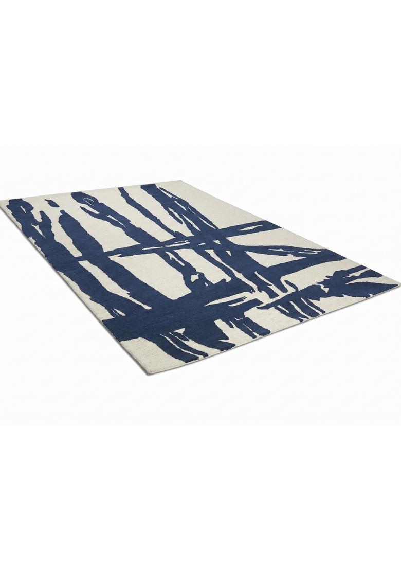Saffron Rugs Hand Tufted Navy Blue  Contemporary Rectangular Wool Area Rug - Indya