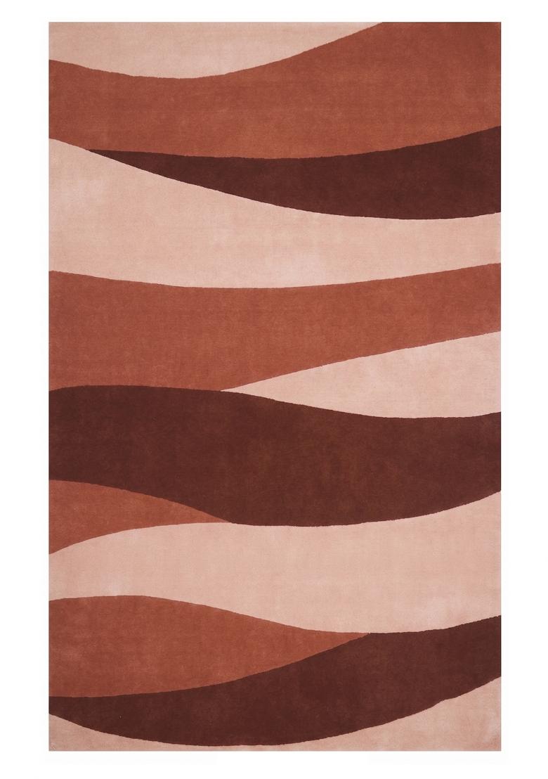 Saffron Rugs Hand Tufted Terracotta Swirls Modern Rectangular Wool Area Rug - Indya