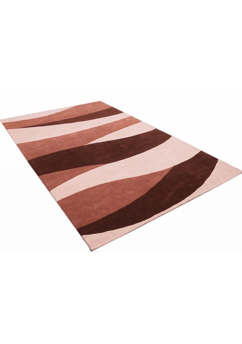 Saffron Rugs Hand Tufted Terracotta Swirls Modern Rectangular Wool Area Rug - Indya