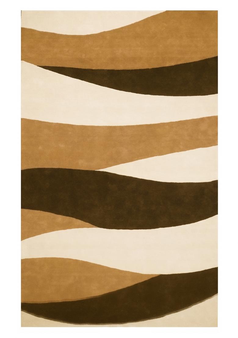 Saffron Rugs Hand Tufted Brown Swirls Modern Rectangular Wool Area Rug - Indya