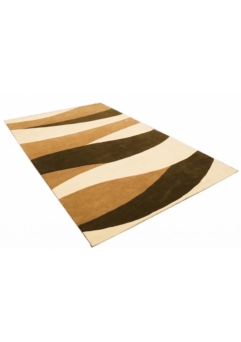 Saffron Rugs Hand Tufted Brown Swirls Modern Rectangular Wool Area Rug - Indya