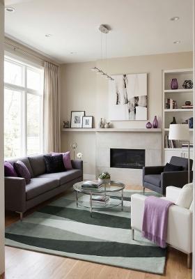 Saffron Rugs Hand Tufted Grey Swirls Modern Rectangular Wool Area Rug