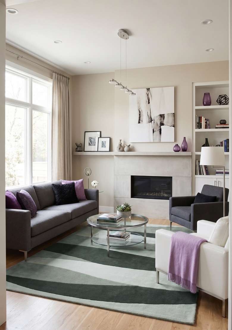 100% Wool Handmade Grey Rug | Modern Swirls Carpet With Cotton Backing For Living Room - Indya