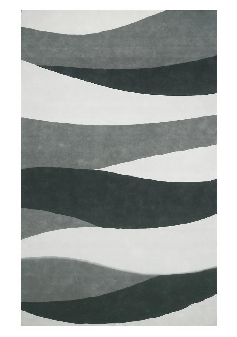 Saffron Rugs Hand Tufted Grey Swirls Modern Rectangular Wool Area Rug - Indya