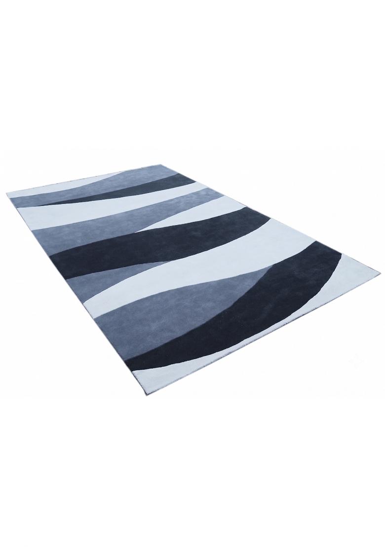 Saffron Rugs Hand Tufted Blue Grey Swirls Modern Rectangular Wool Area Rug - Indya