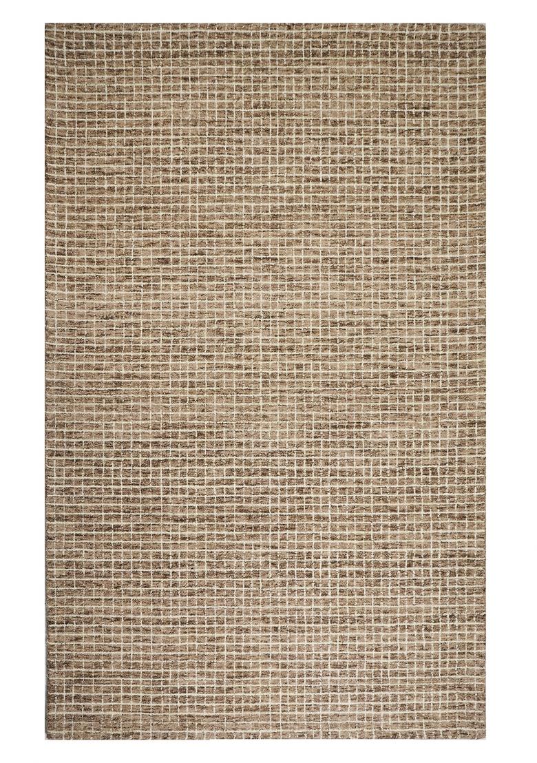 Saffron Rugs Hand Tufted Tan Brown Checkered Casual Rectangular Wool Area Rug - Indya