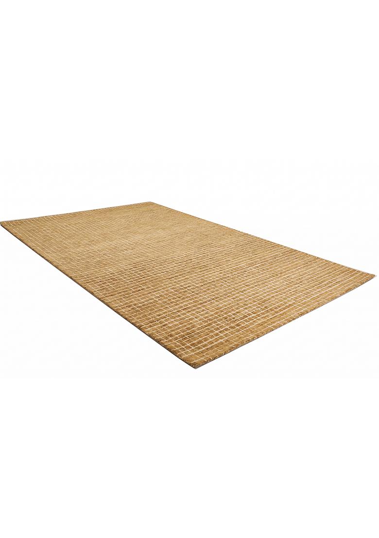 Saffron Rugs Hand Tufted Golden Yellow Checkered Casual Rectangular Wool Area Rug - Indya