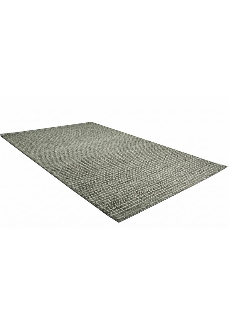 Saffron Rugs Hand Tufted Grey Checkered Casual Rectangular Wool Area Rug - Indya
