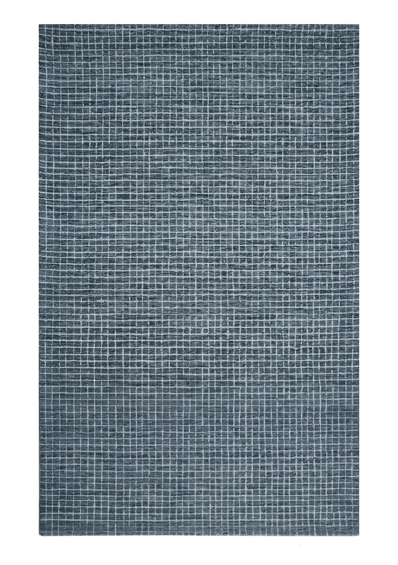 Saffron Rugs Hand Tufted Steel Blue Checkered Casual Rectangular Wool Area Rug - Indya