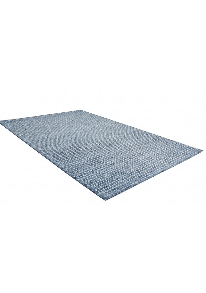 Saffron Rugs Hand Tufted Steel Blue Checkered Casual Rectangular Wool Area Rug - Indya