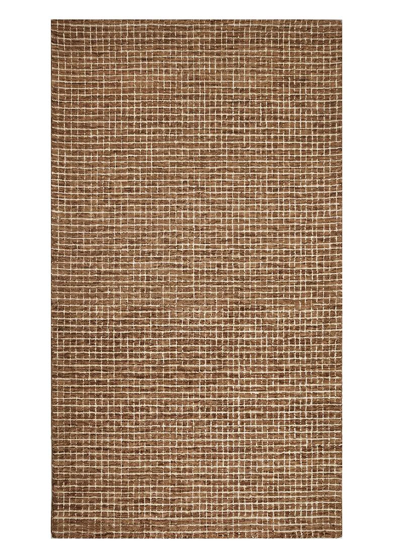 Saffron Rugs Hand Tufted Brown Checkered Casual Rectangular Wool Area Rug - Indya
