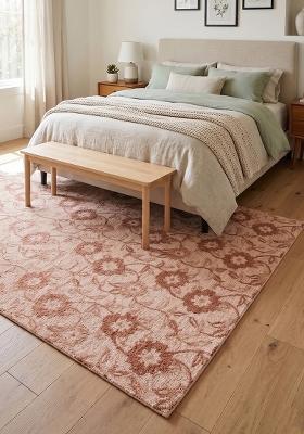 Saffron Rugs Hand Tufted Terracotta Floral Transitional Rectangular Wool Area Rug