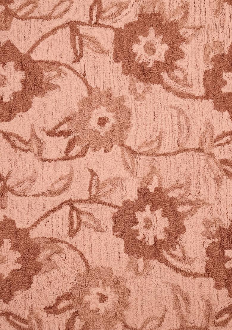 Saffron Rugs Hand Tufted Terracotta Floral Transitional Rectangular Wool Area Rug - Indya