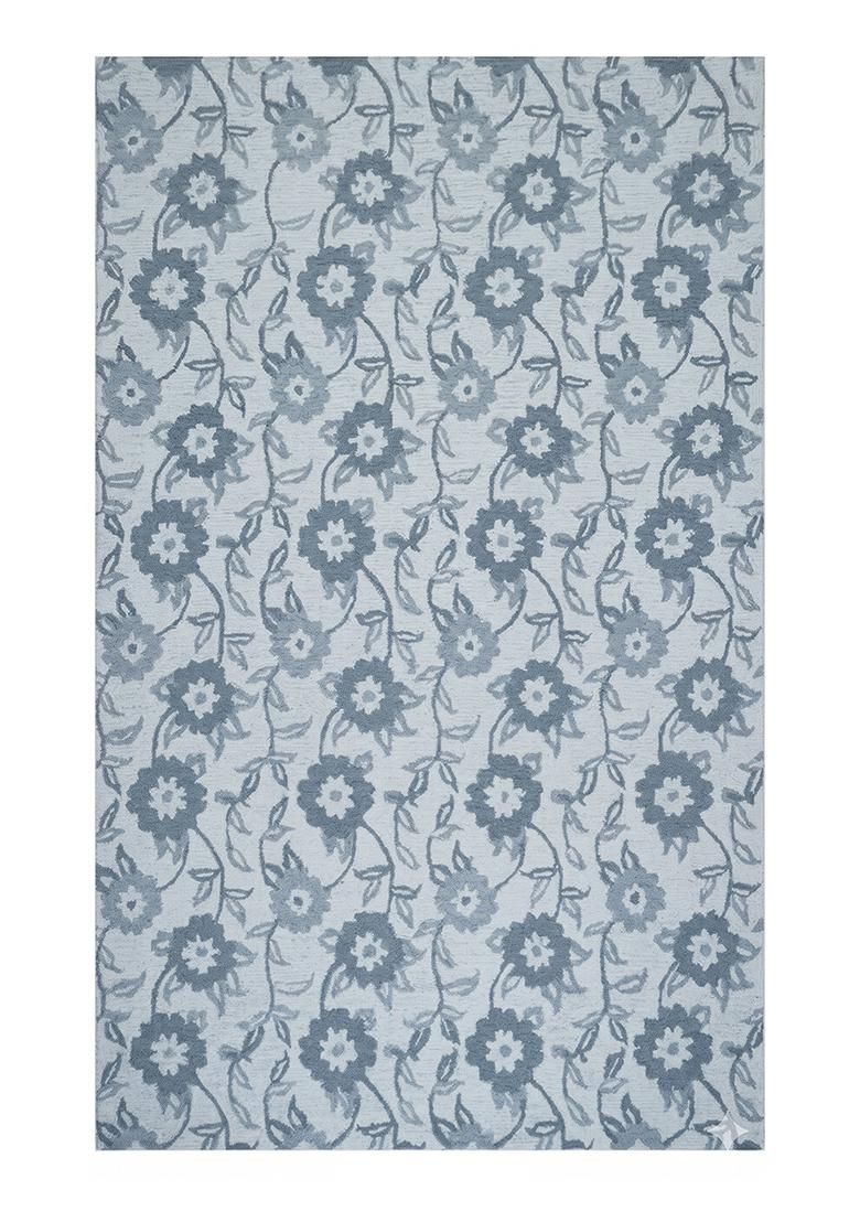 Saffron Rugs Hand Tufted Light Blue Floral Transitional Rectangular Wool Area Rug - Indya