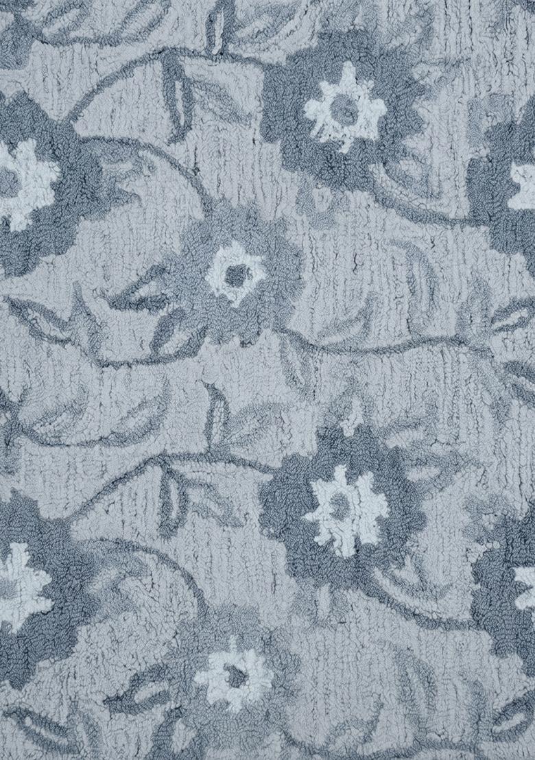 Saffron Rugs Hand Tufted Light Blue Floral Transitional Rectangular Wool Area Rug - Indya