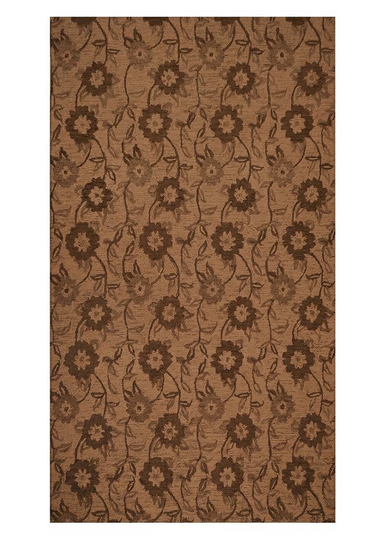 Saffron Rugs Hand Tufted Brown Floral Transitional Rectangular Wool Area Rug - Indya
