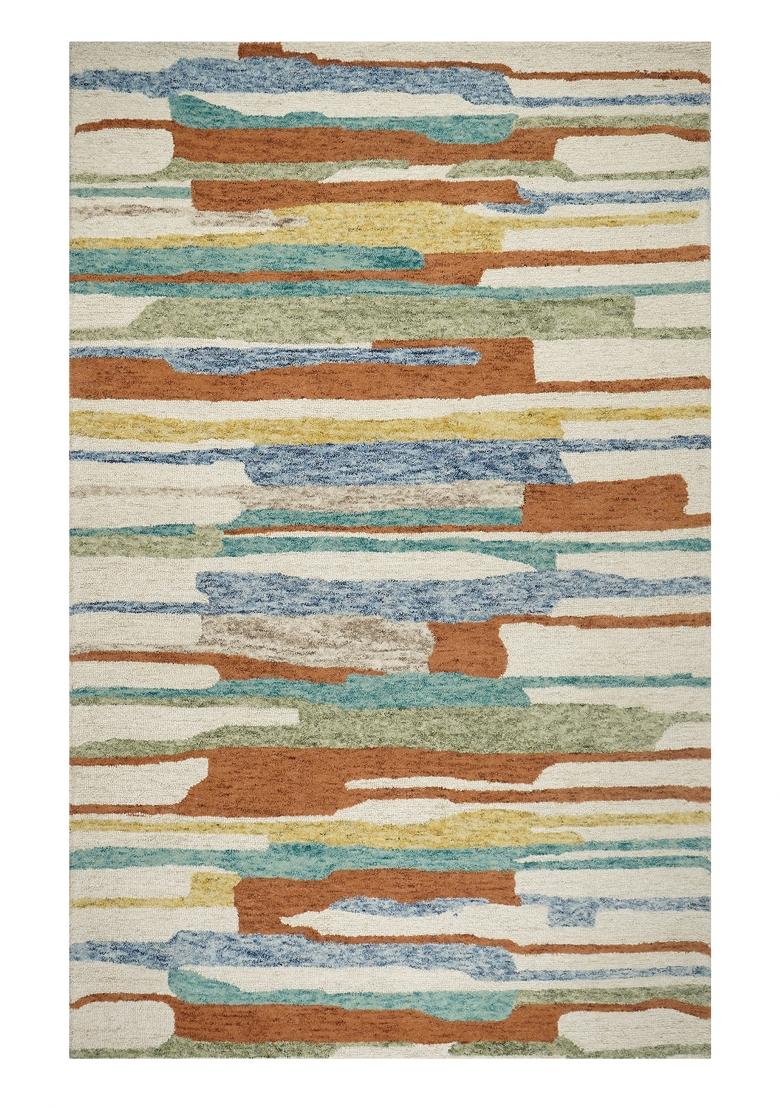 Saffron Rugs Hand Tufted Multicolor  Contemporary Rectangular Wool Area Rug - Indya