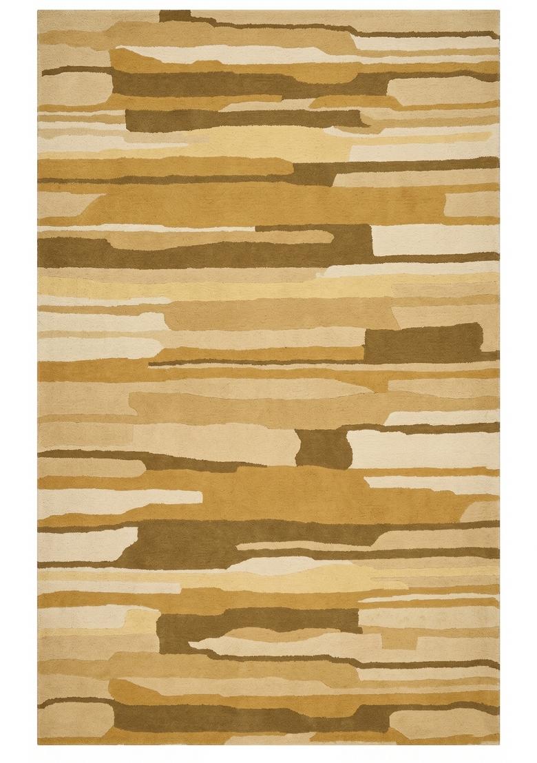 Saffron Rugs Hand Tufted Mustard Gold  Contemporary Rectangular Wool Area Rug - Indya