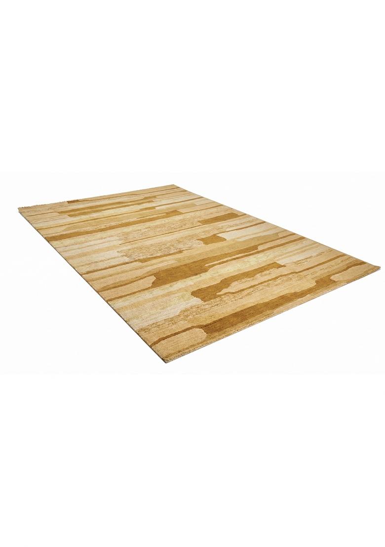Saffron Rugs Hand Tufted Mustard Gold  Contemporary Rectangular Wool Area Rug - Indya