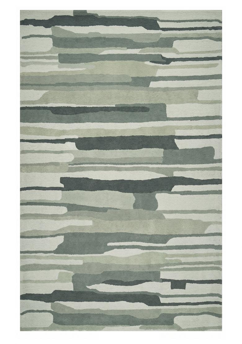 Saffron Rugs Hand Tufted Sage Green  Contemporary Rectangular Wool Area Rug - Indya