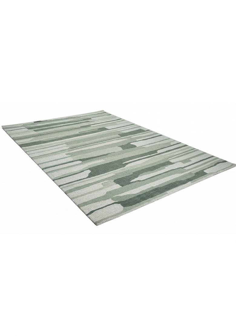 Saffron Rugs Hand Tufted Sage Green  Contemporary Rectangular Wool Area Rug - Indya