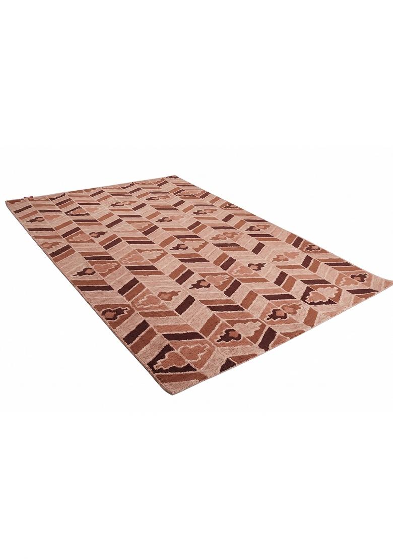 Saffron Rugs Hand Tufted Blush Pink Geometric Transitional Rectangular Wool Area Rug - Indya
