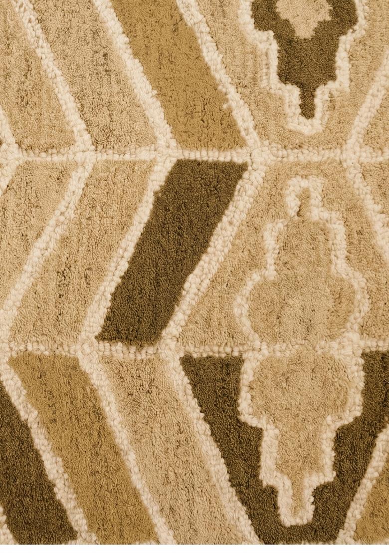 Saffron Rugs Hand Tufted Gold Geometric Transitional Rectangular Wool Area Rug - Indya