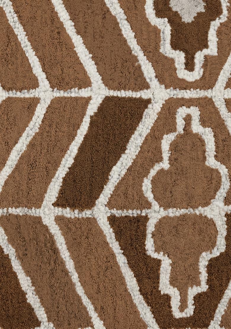 Saffron Rugs Hand Tufted Brown Geometric Transitional Rectangular Wool Area Rug - Indya