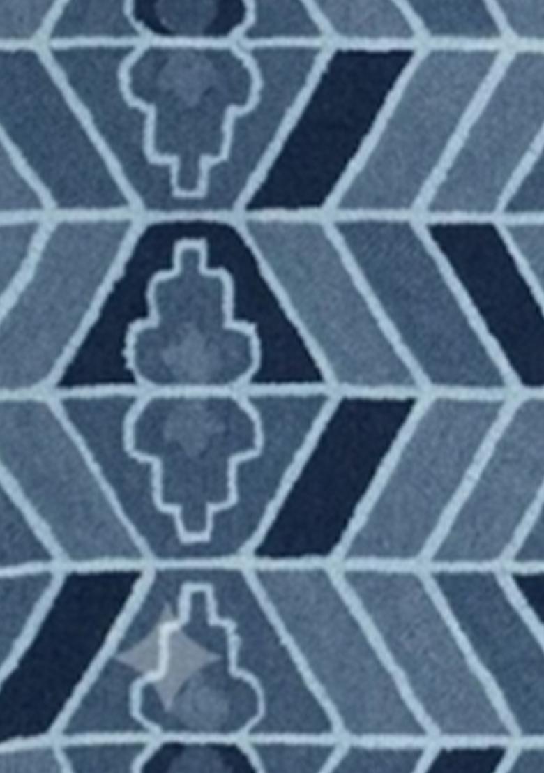 Saffron Rugs Hand Tufted Steel Blue Geometric Contemporary Rectangular Wool Area Rug - Indya