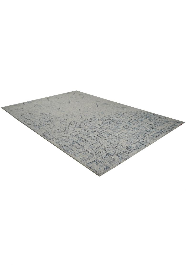 Saffron Rugs Hand Tufted Light Grey Blue Geometric Contemporary Rectangular Wool Area Rug - Indya