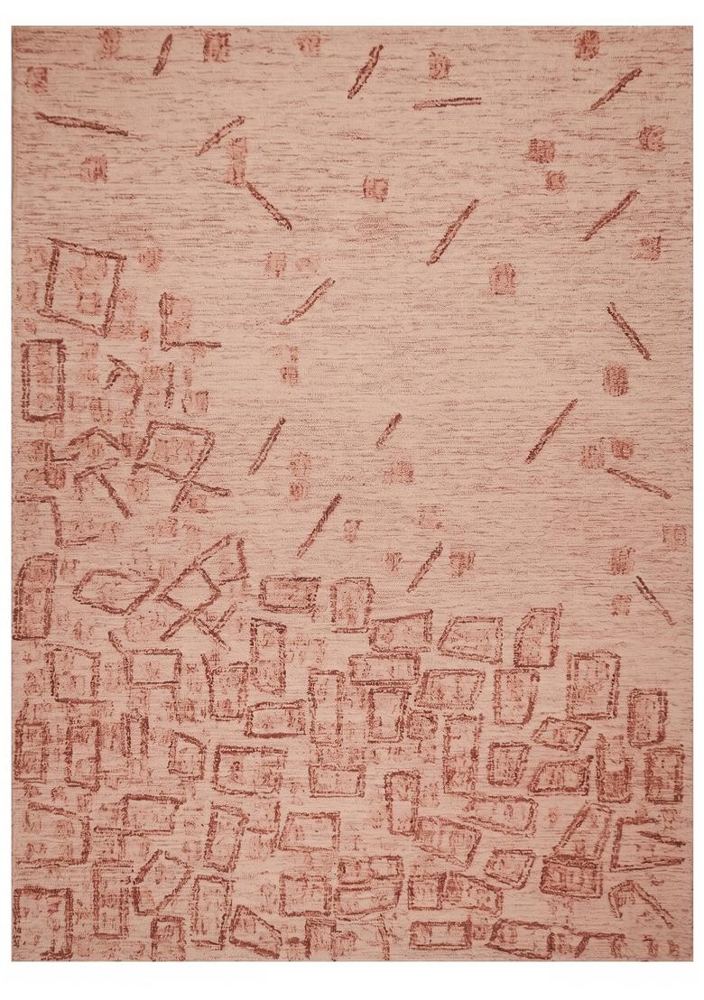 Saffron Rugs Hand Tufted Blush Pink Geometric Contemporary Rectangular Wool Area Rug - Indya