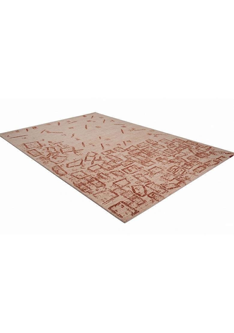 Saffron Rugs Hand Tufted Blush Pink Geometric Contemporary Rectangular Wool Area Rug - Indya