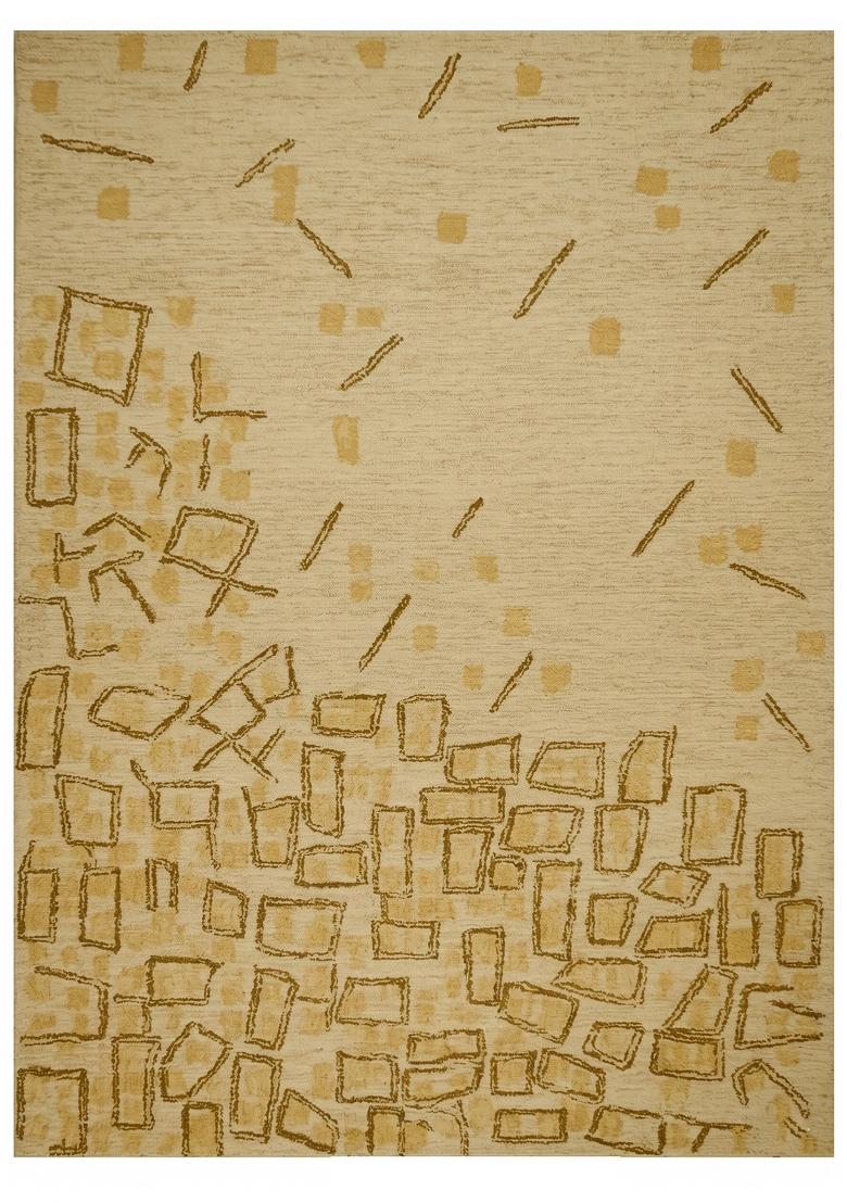 Saffron Rugs Hand Tufted Beige Geometric Contemporary Rectangular Wool Area Rug - Indya