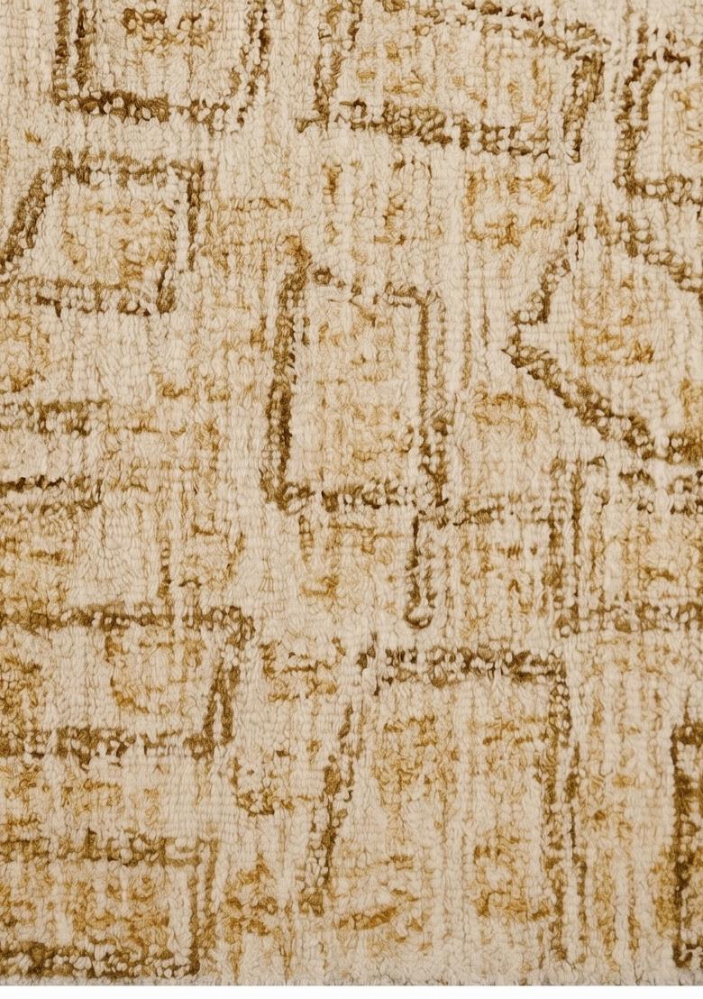 Saffron Rugs Hand Tufted Beige Geometric Contemporary Rectangular Wool Area Rug - Indya