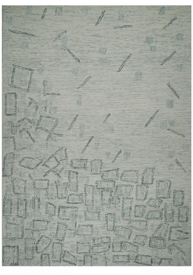 Saffron Rugs Hand Tufted Sage Green Geometric Contemporary Rectangular Wool Area Rug - Indya