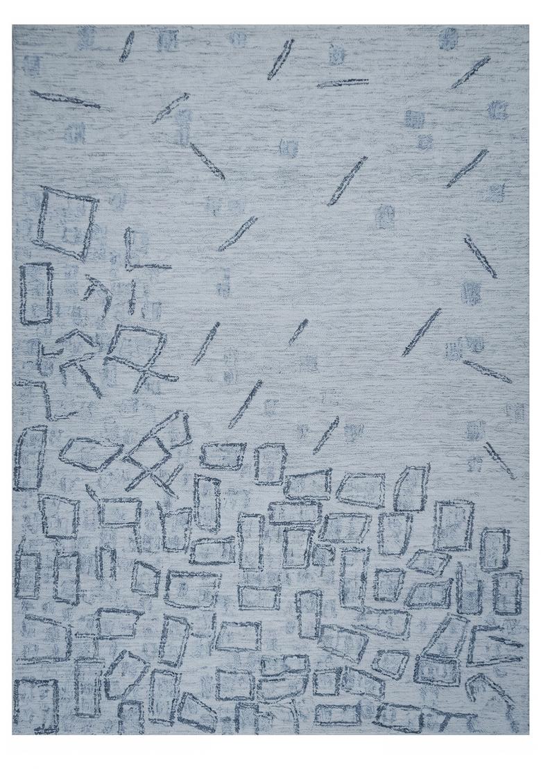 Saffron Rugs Hand Tufted Light Blue Geometric Contemporary Rectangular Wool Area Rug - Indya