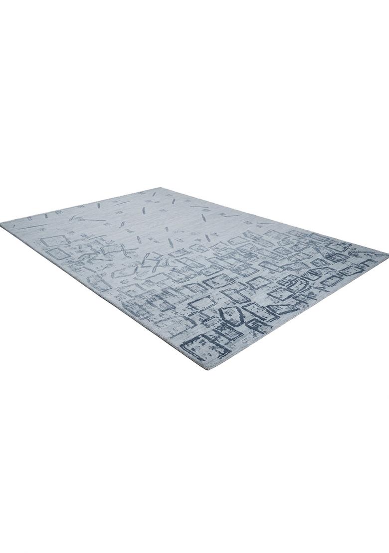 Saffron Rugs Hand Tufted Light Blue Geometric Contemporary Rectangular Wool Area Rug - Indya