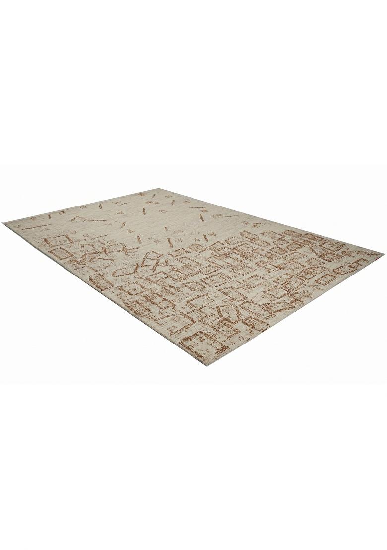 Saffron Rugs Hand Tufted Cream with Brown Geometric Contemporary Rectangular Wool Area Rug - Indya