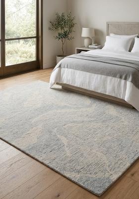 Saffron Rugs Hand Tufted Light Grey Floral Contemporary Rectangular Wool Area Rug