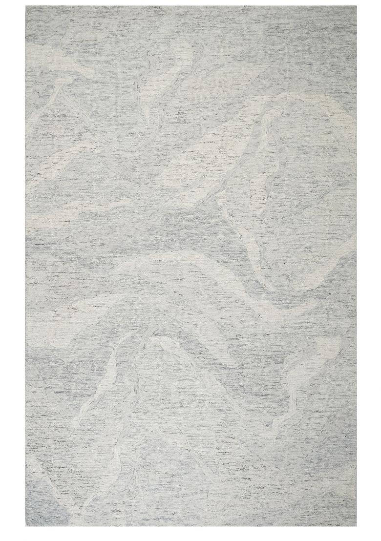 Saffron Rugs Hand Tufted Light Grey Floral Contemporary Rectangular Wool Area Rug - Indya