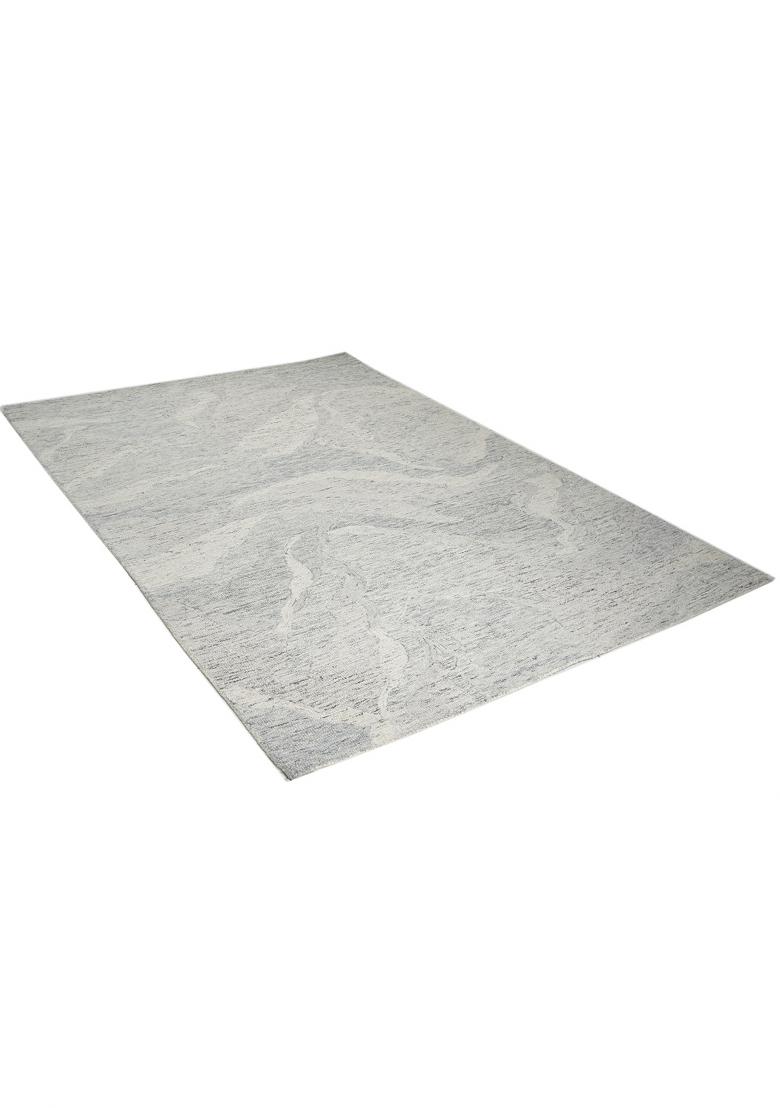 Saffron Rugs Hand Tufted Light Grey Floral Contemporary Rectangular Wool Area Rug - Indya